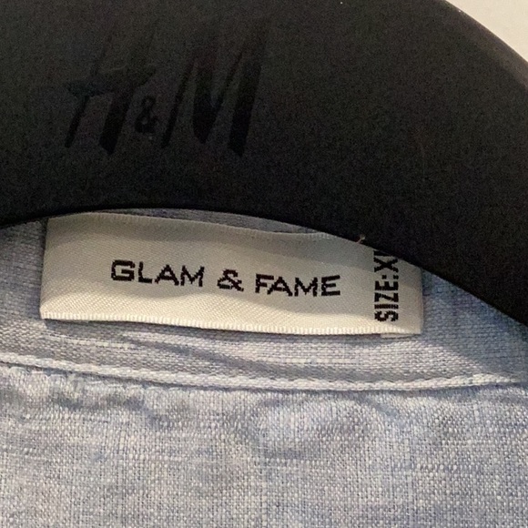 Pale Blue Linen Blend 3/4 sleeve Tunic Top - Picture 5 of 9